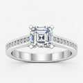 IGI Certified Lab Grown Classic Asscher-Cut Diamond with Round Channel-Set Engagement Ring in Gold & Platinum – 1–4Ct