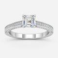 IGI Certified Lab Grown Classic Asscher-Cut Diamond with Round Pavé-Setting Engagement Ring in Gold & Platinum – 1–4Ct