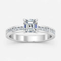 IGI Certified Lab Grown Four-Prong Asscher Cut Diamond Engagement Ring with Channel-Set Band in Gold & Platinum – 1–4Ct