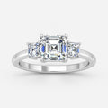 IGI Certified Lab Grown Athena Asscher Cut Three-Stone Diamond Engagement Ring in Gold & Platinum – 1–4Ct
