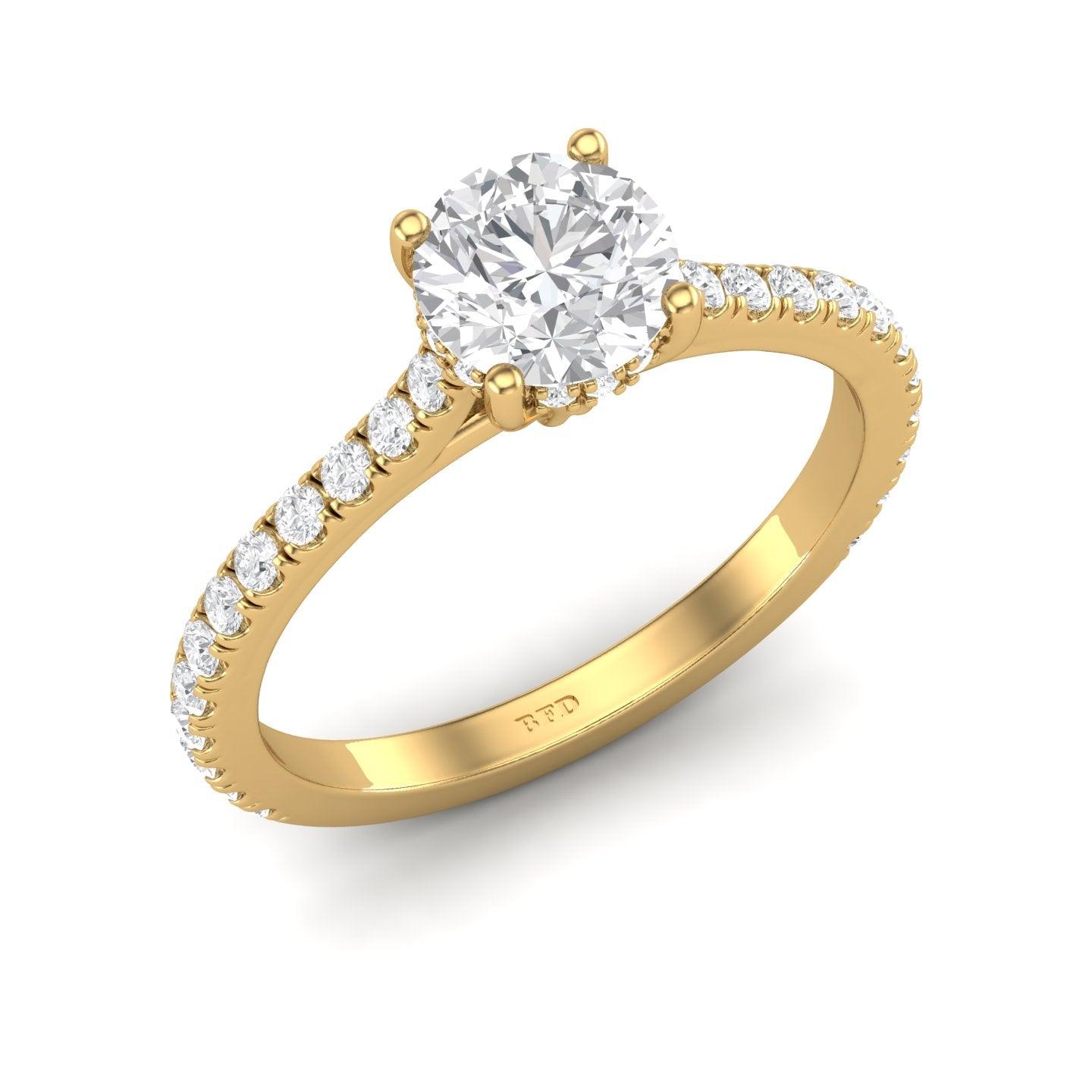 Certified Round Diamond Hidden Halo Engagement Ring - 1.50Ct - 2.50Ct