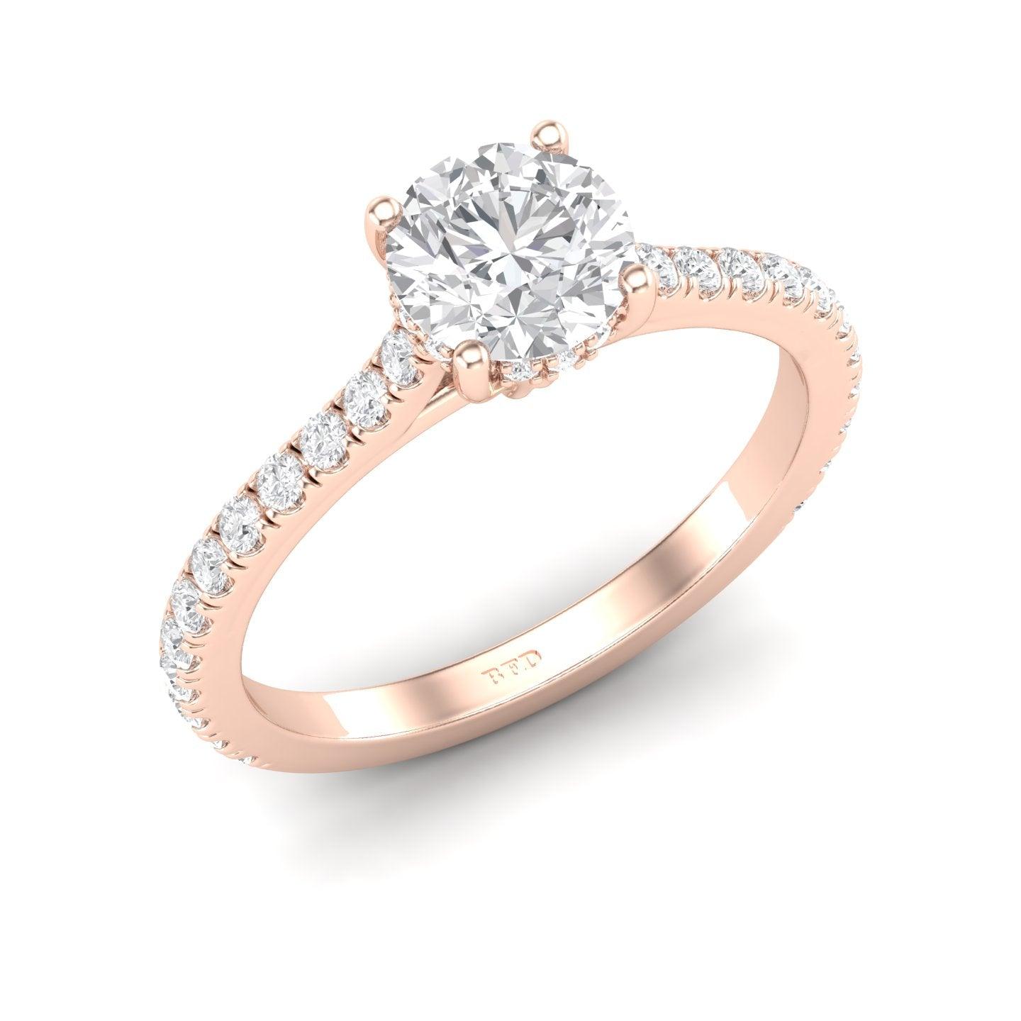 Certified Round Diamond Hidden Halo Engagement Ring - 1.50Ct - 2.50Ct