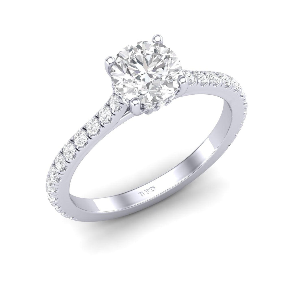 Certified Round Diamond Hidden Halo Engagement Ring - 1.50Ct - 2.50Ct