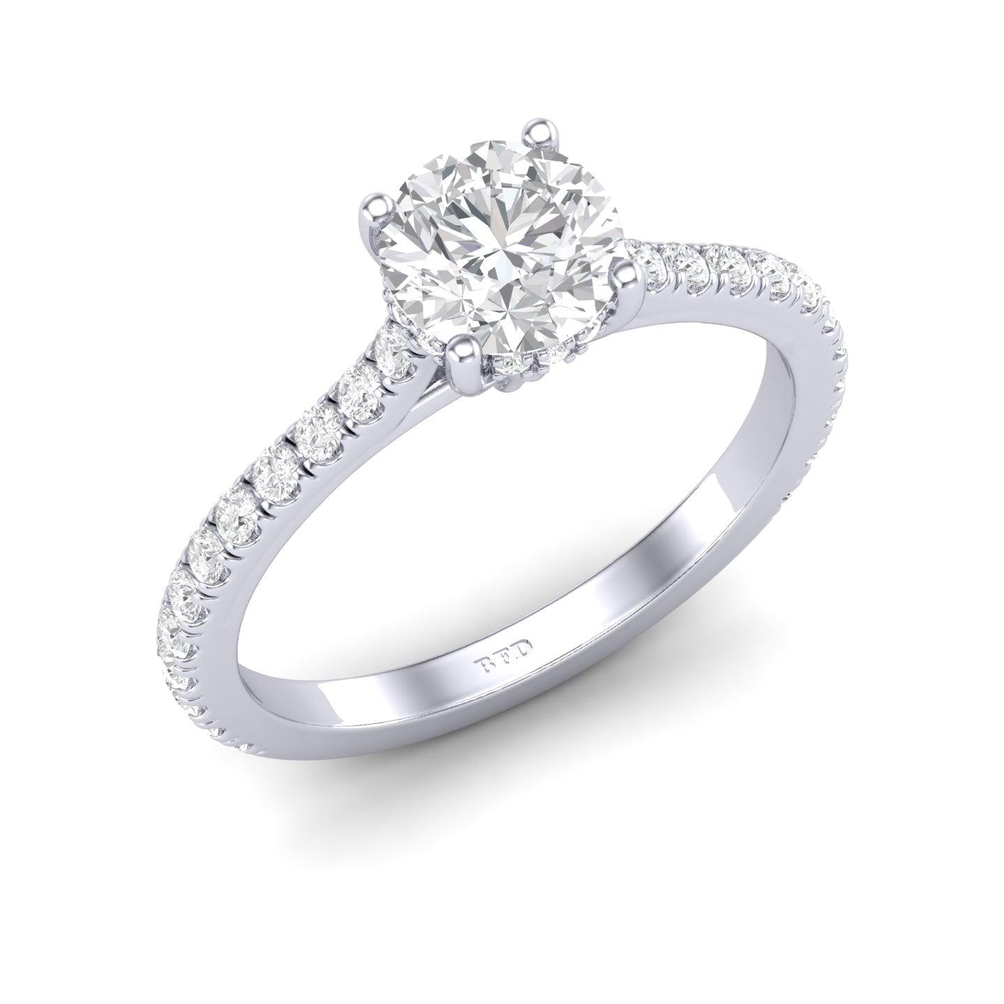 Certified Round Diamond Hidden Halo Engagement Ring - 1.50Ct - 2.50Ct
