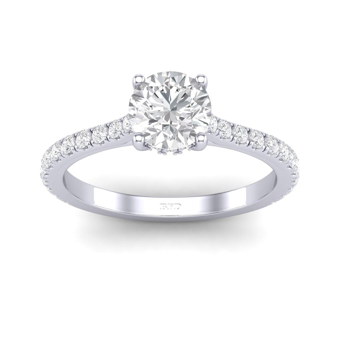 Certified Round Diamond Hidden Halo Engagement Ring - 1.50Ct - 2.50Ct