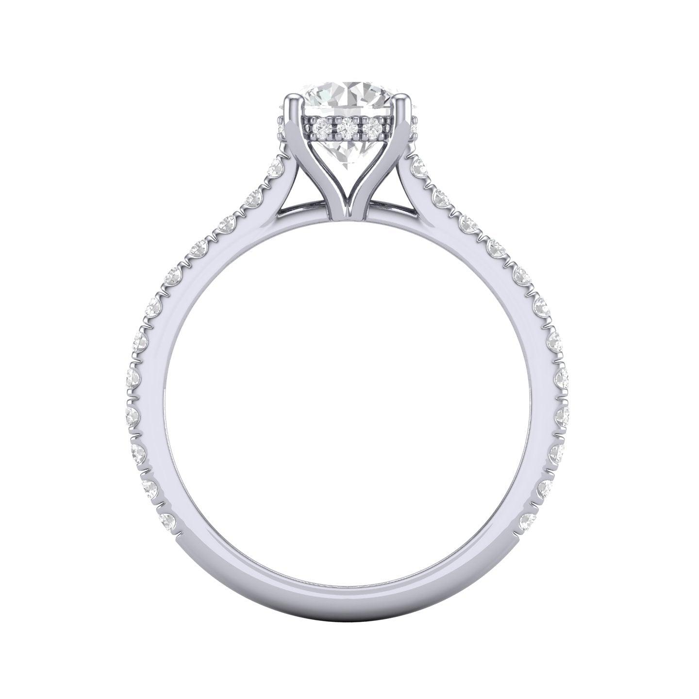 Certified Round Diamond Hidden Halo Engagement Ring - 1.50Ct - 2.50Ct