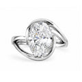 Twisted Oval Diamond Solitaire Half Bezel Engagement Ring in Gold & Platinum