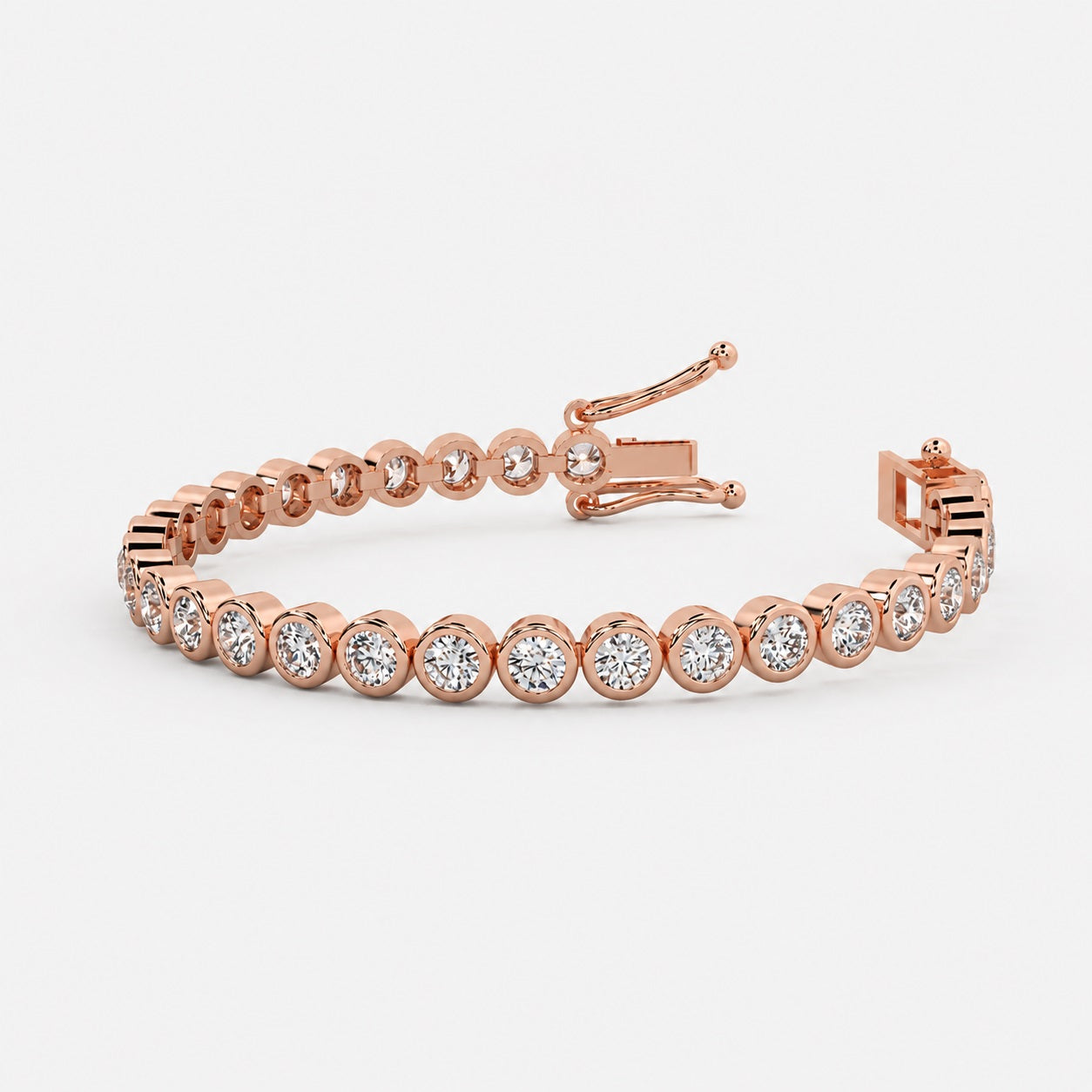 Round Diamond Bezel Setting Tennis Bracelet in Gold & Platinum (3.00Ct to 40.00Ct)
