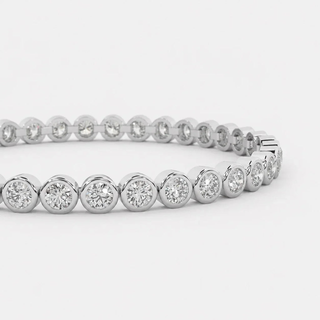5.00ct Round Diamond Tennis Bracelet - 18k White Gold (Angle View 3)