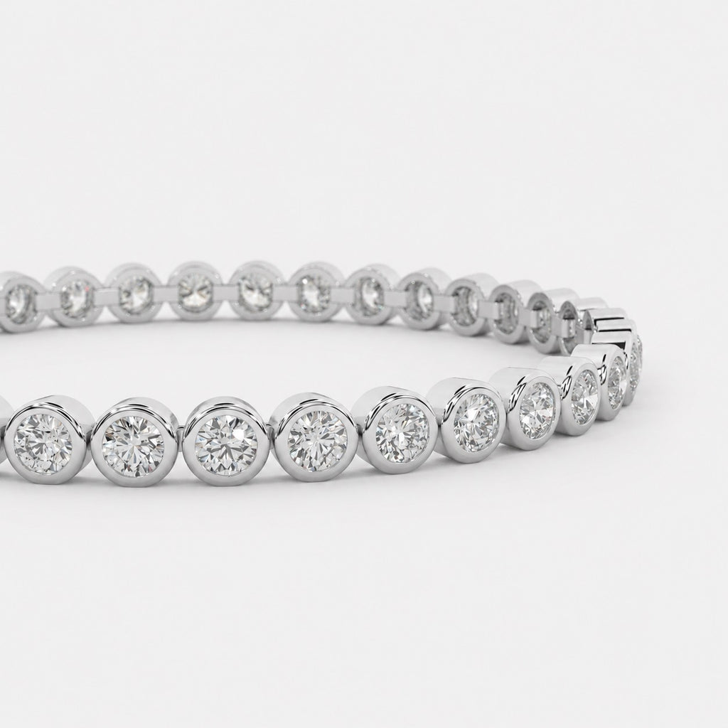 Round Diamond Bezel Setting Tennis Bracelet in Gold & Platinum (3.00Ct to 40.00Ct)