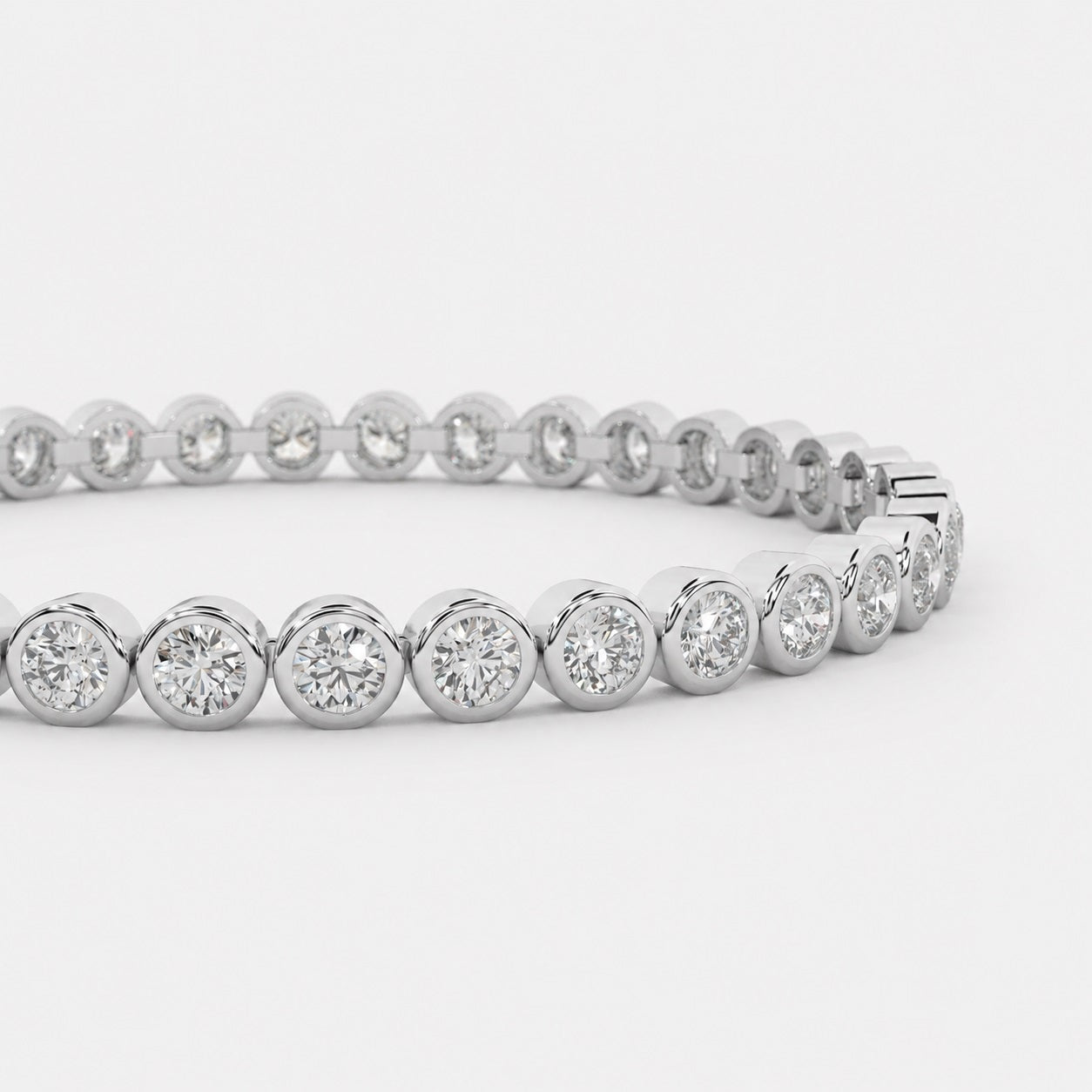 Round Diamond Bezel Setting Tennis Bracelet in Gold & Platinum (3.00Ct to 40.00Ct)