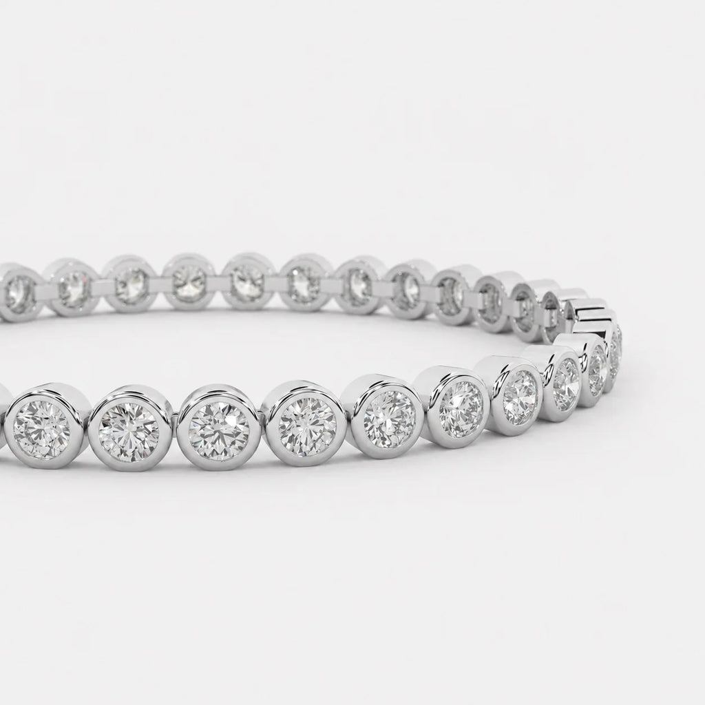 UK Hallmarked 100% Natural Round 5.00Ct Diamond Bezel Set Tennis Bracelet 9k'Gold