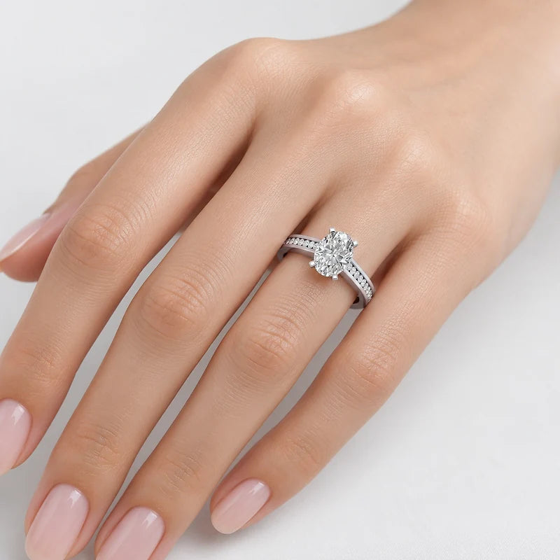 IGI Certified Oval Diamond Channel Set Engagement Ring in Gold & Platinum - 1.00Ct-5.00Ct