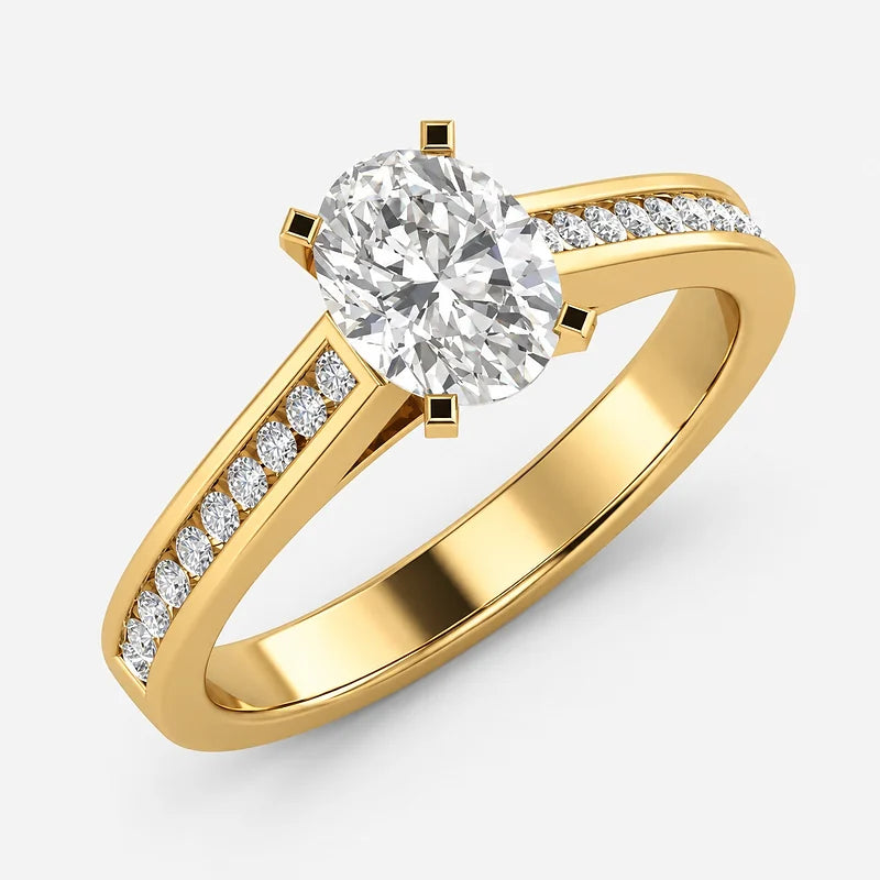 IGI Certified Oval Diamond Channel Set Engagement Ring in Gold & Platinum - 1.00Ct-5.00Ct