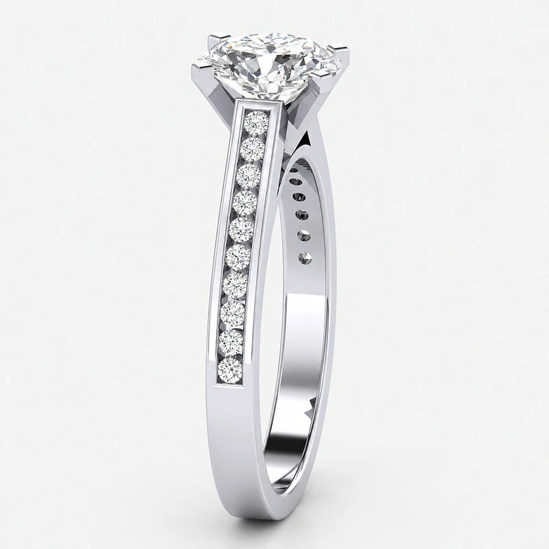 IGI Certified Oval Diamond Channel Set Engagement Ring in Gold & Platinum - 1.00Ct-5.00Ct