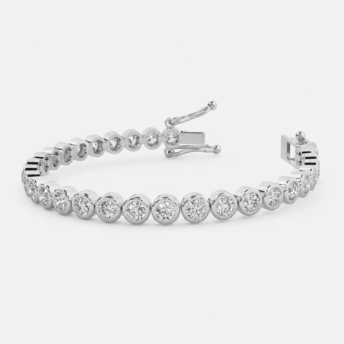 100% D/VS Natural 4.00Ct Round Diamond Tennis Bracelet UK Hallmarked 18K White Gold