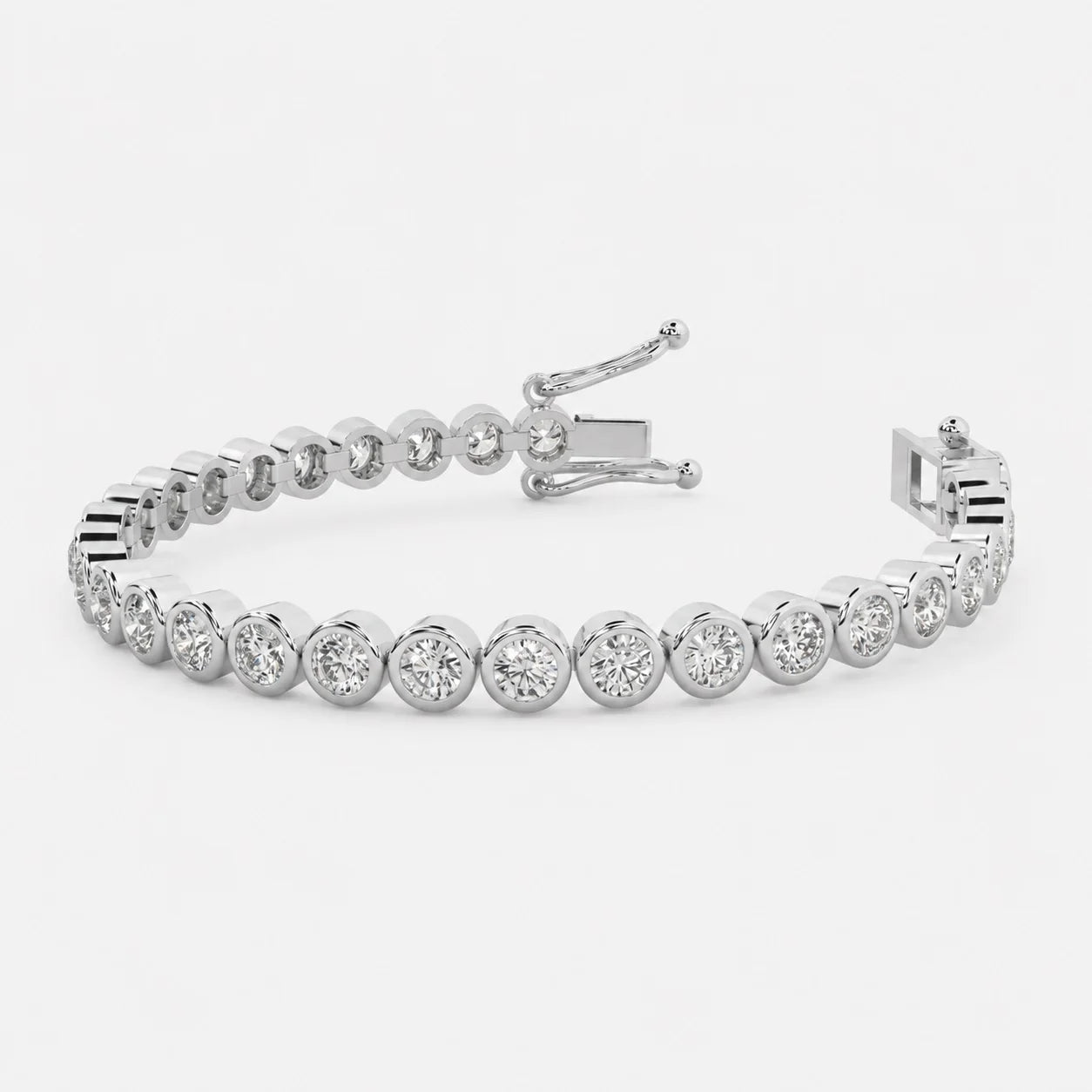 UK Hallmarked 100% Natural Round 5.00Ct Diamond Bezel Set Tennis Bracelet 9k'Gold