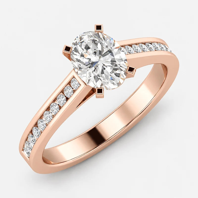 IGI Certified Oval Diamond Channel Set Engagement Ring in Gold & Platinum - 1.00Ct-5.00Ct