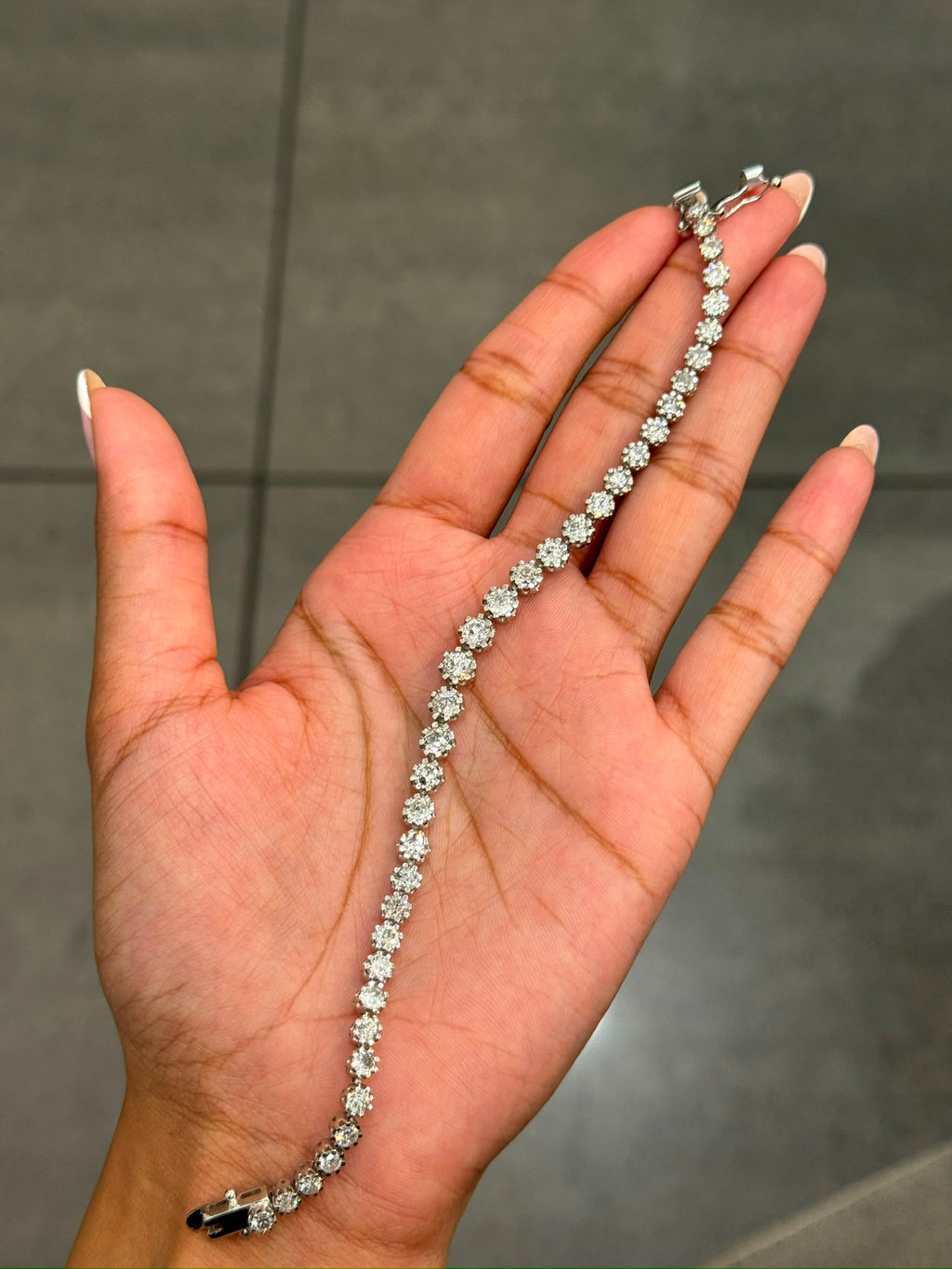 100 % Natural 7.00Ct Round Old European Cut Diamond Crown Set Tennis Bracelet 9k White Gold