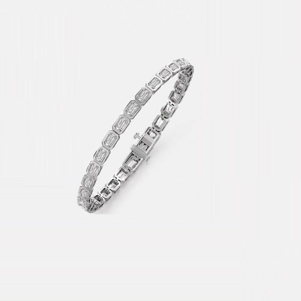 Emerald Diamond Bezel Setting Classic Tennis Bracelet-10.00 Carat 9k Gold
