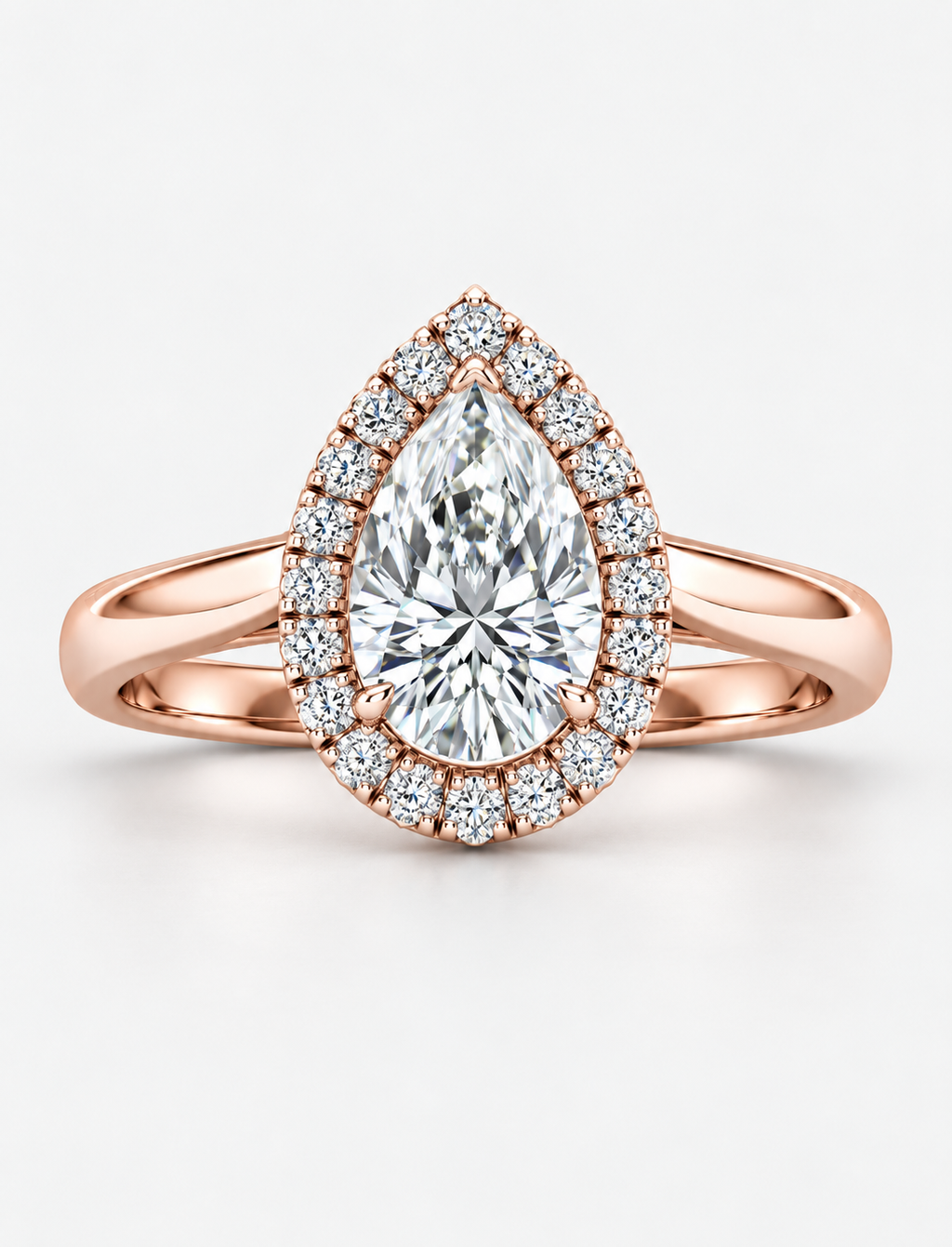 IGI Certified 1.20Ct Pear & Diamond Halo Engagement Ring in Platinum , 18k Gold