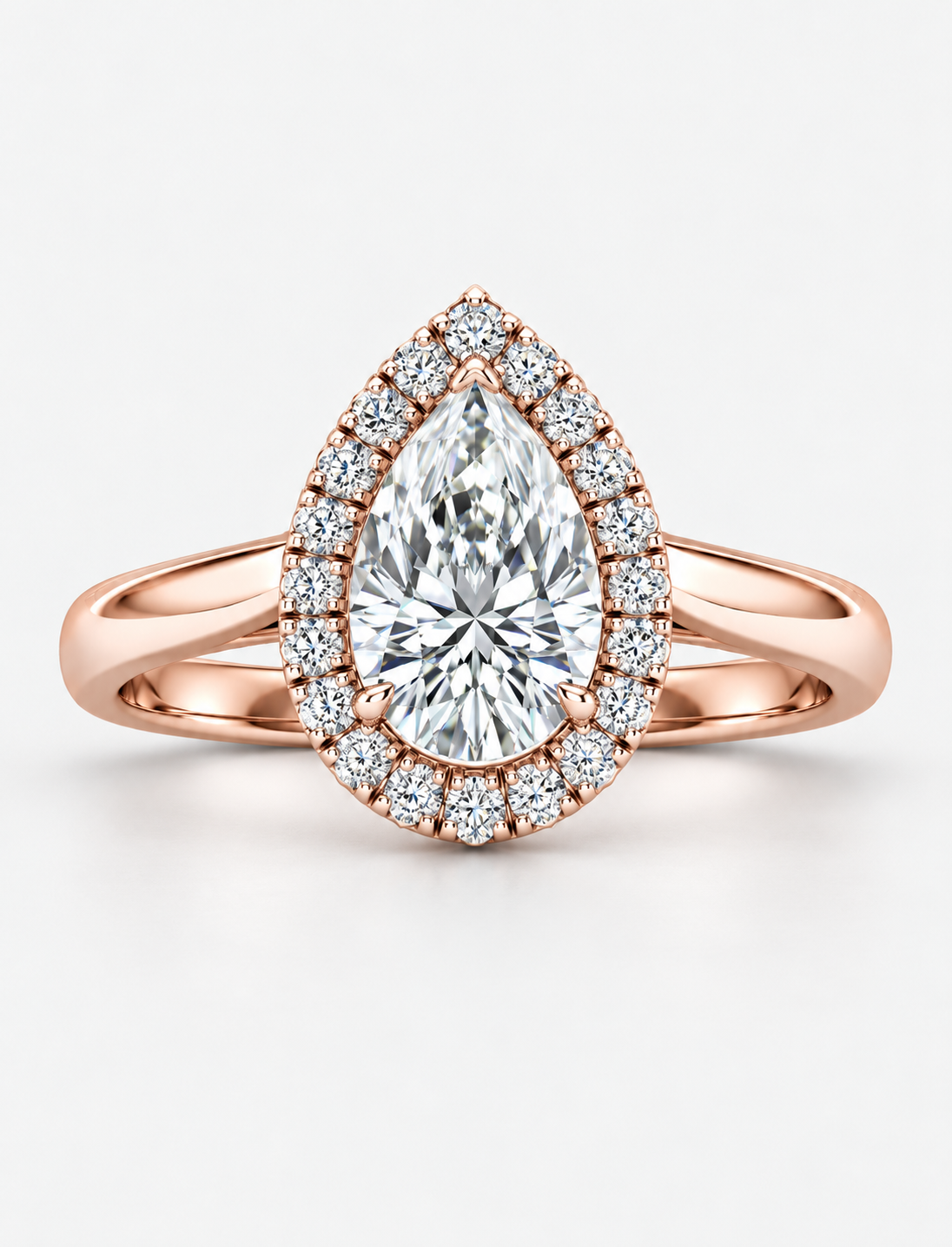 IGI Certified 1.20Ct Pear & Diamond Halo Engagement Ring in Platinum , 18k Gold