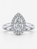 IGI Certified 1.20Ct Pear & Diamond Halo Engagement Ring in Platinum , 18k Gold