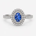 1.50Ct Blue Sapphire & Round Diamond Double Halo Ring In Gold & Platinum