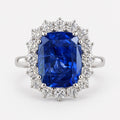 Timeless Elegance 4.00 Ct Cushion Sapphire & Diamond Halo Cluster Ring -Platinum