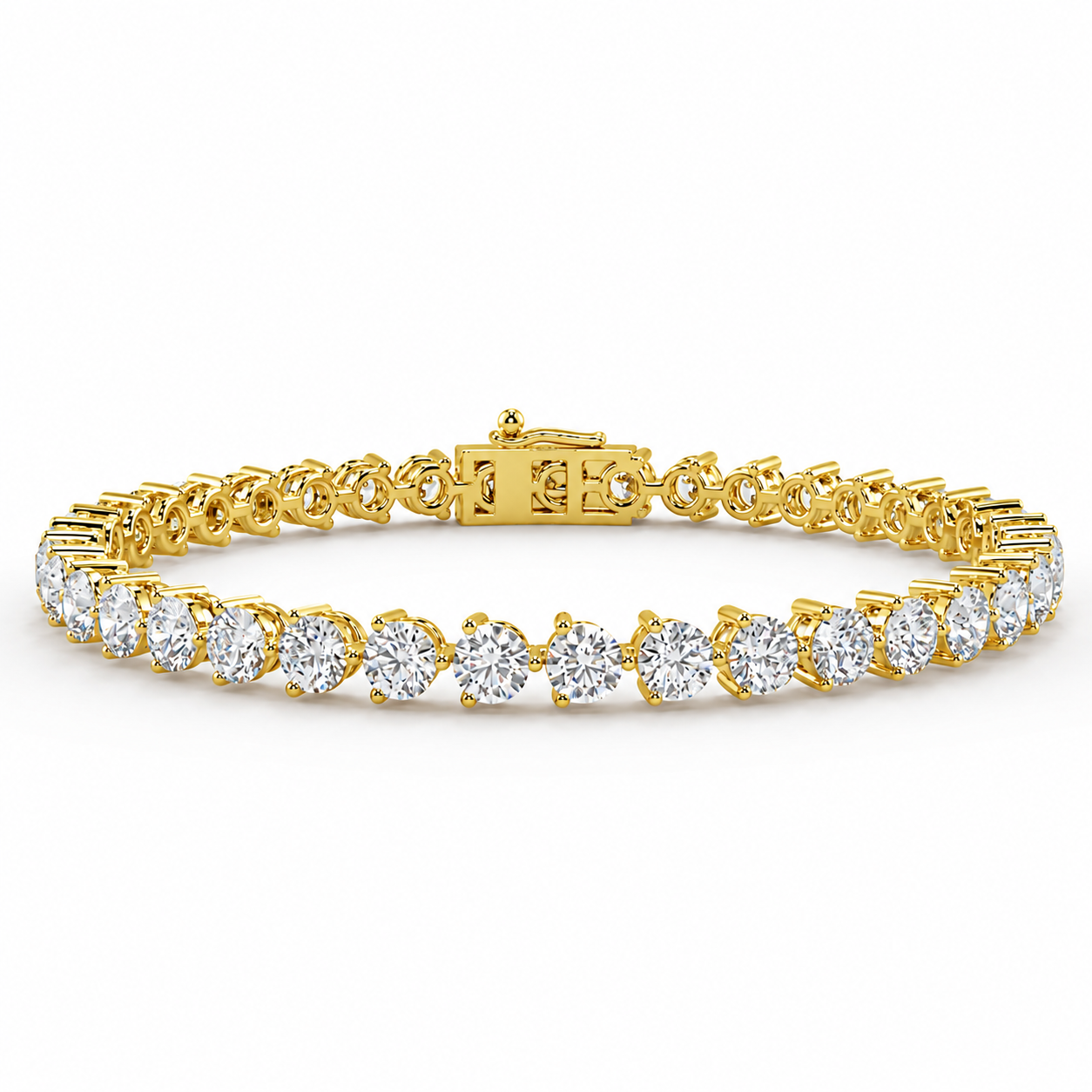 3.00Ct - 10.00ct D/VVS Lab Round Diamond 3 Prong Tennis Bracelet 9k'Gold