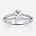 IGI certified oval lab-grown diamond engagement ring with a claw-set centre and pavé split shank