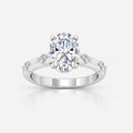 IGI Certified Oval-Cut Diamond Engagement Ring with Spaced Shared-Prong Side Accents in Platinum & Gold