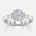 Oval-cut lab-grown diamond engagement ring with accent side stones