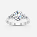 IGI Certified Oval Cut Engagement Ring with Marquise and Round Side Stone Accents in Platinum & Gold
