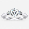 IGI Certified Oval & Pear-Cut Diamond Three-Stone Engagement Ring in Platinum & Gold