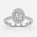 IGI Certified Oval Diamond Pavé Halo Engagement Ring in Platinum & Gold