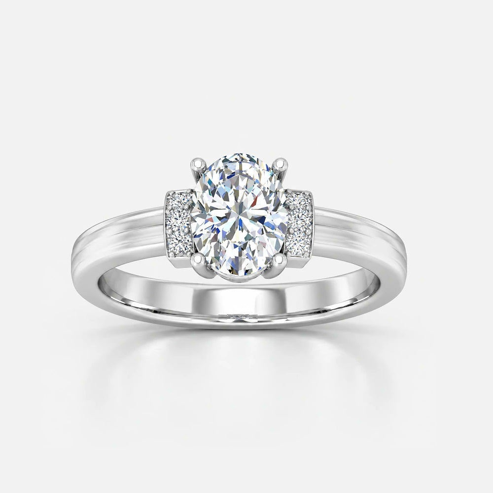 Oval-Cut Lab-Grown Diamond Engagement Ring with Accent Side Stones in Gold & Platinum | 1–5ct