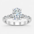 IGI certified vintage oval lab-grown diamond engagement ring with scalloped milgrain detailing