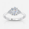 IGI Certified Oval-Cut Diamond Engagement Ring with Triangular Cluster Side Stones in Platinum & Gold