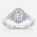 IGI Certified Nadia Oval Diamond Halo Engagement Ring in Platinum & Gold