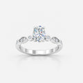 IGI Certified Petal & Vine Oval Milgrain Engagement Ring in Platinum & Gold - 1.00Ct-5.00Ct