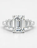 IGI Certified Lab Grown Emerald Cut Five-Stone Graduated Diamond Engagement Ring in Gold & Platinum