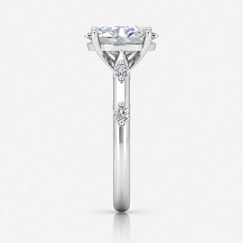 IGI Certified Oval-Cut Diamond Engagement Ring with Spaced Shared-Prong Side Accents in Platinum & Gold