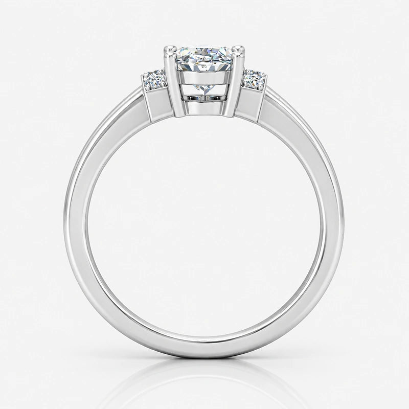 Oval-cut diamond side stone engagement ring in gold or platinum