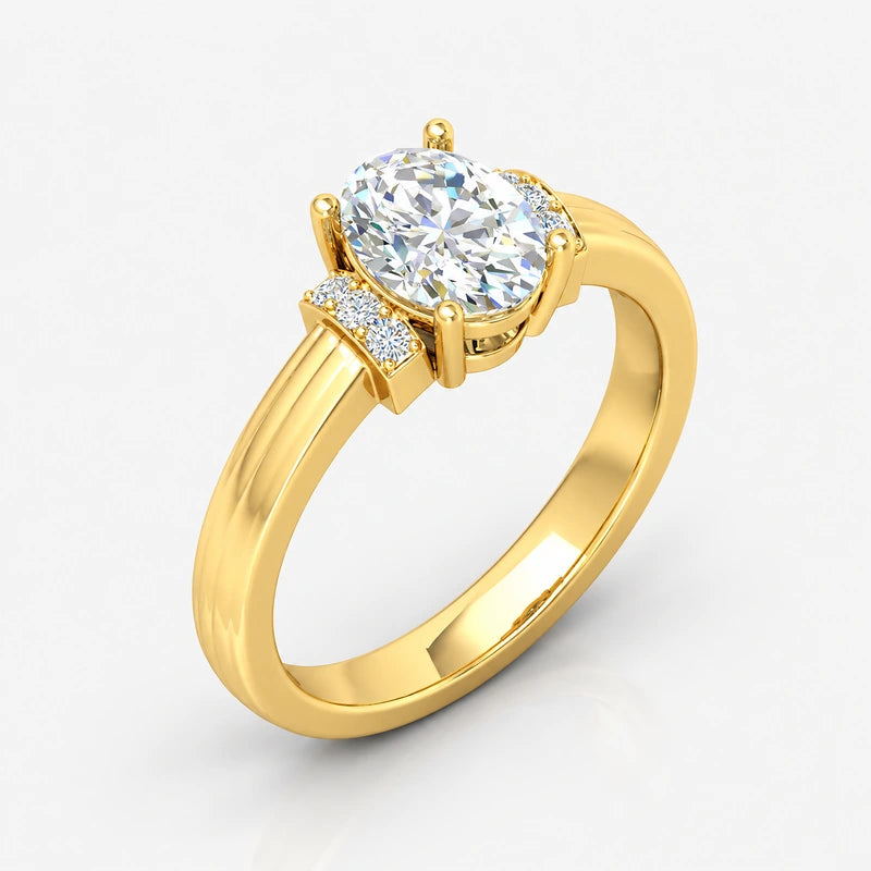 Lab-grown oval diamond and accent stone engagement ring