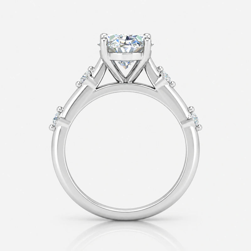 IGI Certified Oval-Cut Diamond Engagement Ring with Spaced Shared-Prong Side Accents in Platinum & Gold