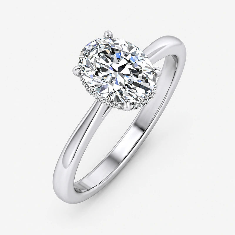 IGI Certified Oval-Cut Diamond Hidden Halo Engagement Ring in Platinum & Gold