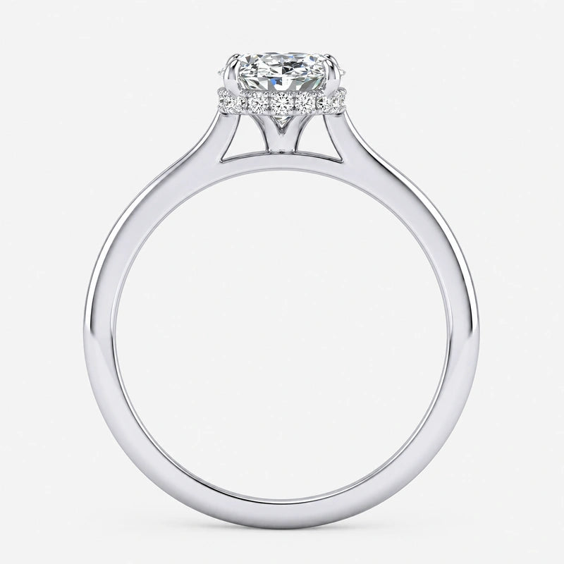 IGI Certified Oval-Cut Diamond Hidden Halo Engagement Ring in Platinum & Gold
