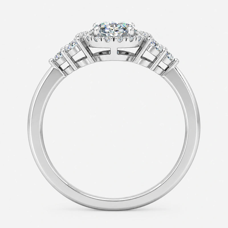 IGI Certified Nadia Oval Diamond Halo Engagement Ring in Platinum & Gold