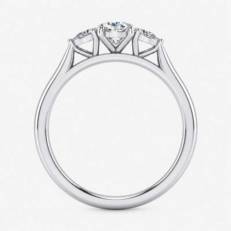 IGI Certified Oval & Pear-Cut Diamond Three-Stone Engagement Ring in Platinum & Gold